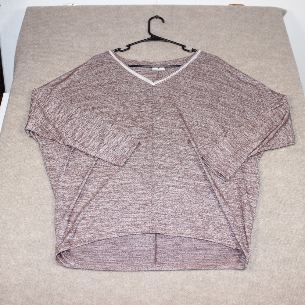 Laurie Felt Los Angeles Space Dye Dolman V-Neck Top Mauve Purple Medium